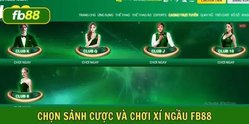 Lựa chọn sảnh cược và chơi xí ngầu tại FB88 đơn giản